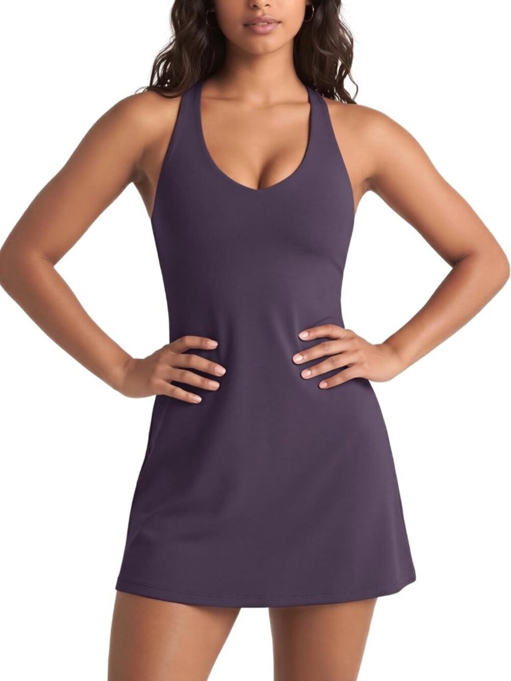 Cloud Feeling Racerback Tennis Dress with Built-in Bra & Shorts - Mini Tank